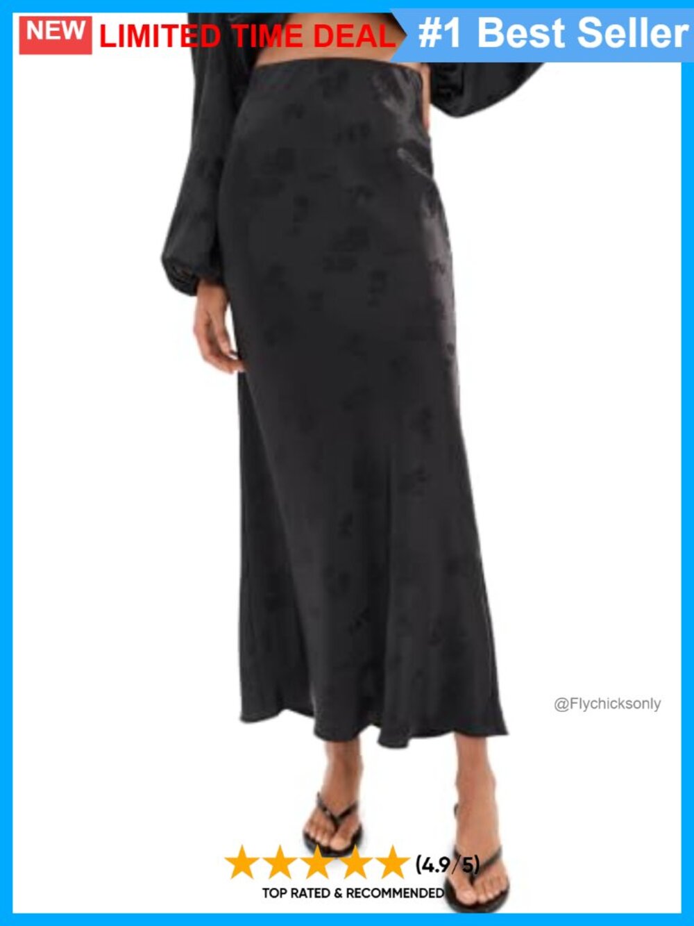 High Rise Floral Stretch Satin Maxi Skirt Wear to Work